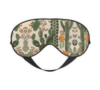 Augenmaske mit grünem Kaktus, doppelseitig, weich, Verdunkelung, Entspannung, Nulldruck, Nachtschlaf-Augenmaske