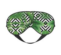 Augenmaske mit grünen Blättern der Palme, tropische Pflanze, doppelseitig, weich, verdunkelnd, Augenmaske für Nickerchen, Nachtschlaf, Augenmaske