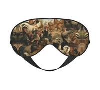 Augenmaske mit Huhn- und Hahn-Aufdruck, doppelseitig, weich, verdunkelnd, Schlafmaske