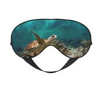 Augenmaske mit Meeresschildkröte, doppelseitig weich, verdunkelnd, für Nickerchen, Nachtschlaf, Augenmaske