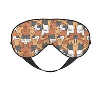 Augenmaske mit orangefarbenen Katzen, doppelseitig, weich, verdunkelnd, für Nickerchen, Nachtschlaf, Augenmaske