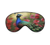 Augenmaske mit Pfauenblumen, seitliche Schlafmaske, leichte Augenbinde, Schlafmaske, Nasenpolster und Gummiband für Kinder, Frauen und Männer