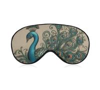 Augenmaske mit Pfauenmuster, für Damen und Herren, atmungsaktive und verstellbare Augenabdeckung, ultraweiche Schlafmaske, leichte Reise-Augenbinde für Flugzeug, Nickerchen, Nachtschlaf