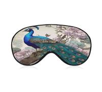 Augenmaske mit Pfauenmuster, seitliche Schlafmaske, leichte Augenbinde, Schlafmaske, Nasenpolster und Gummiband für Kinder, Frauen und Männer