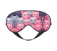 Augenmaske mit pinker Katze, doppelseitig, weich, Verdunkelung, Entspannung, Nulldruck, Nachtschlaf-Augenmaske