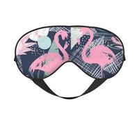 Augenmaske mit rosa Flamingo und Blättern, doppelseitig, weich, verdunkelnd, Entspannung, Nulldruck, Nachtschlaf-Augenmaske