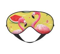 Augenmaske mit rosa Flamingo und Wassermelone, doppelseitig, weich, Verdunkelung, Augenmaske für Nickerchen, Nachtschlaf, Augenmaske