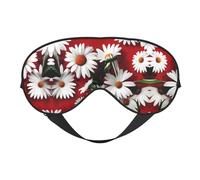 Augenmaske mit roten Blumen und weißen Gänseblümchen, doppelseitig, weich, Verdunkelung, Entspannung, Nulldruck, Nachtschlaf-Augenmaske