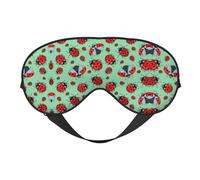Augenmaske mit roten Marienkäfern auf blauem Hintergrund, verdunkelnd, Unisex, Schlaf-Augenabdeckungen mit verstellbaren Trägern, Reise-Augenmaske