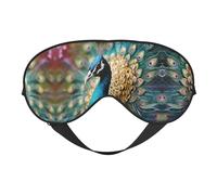 Augenmaske mit schönem Pfau, doppelseitig, weich, verdunkelnd, für Nickerchen, Nachtschlaf, Augenmaske