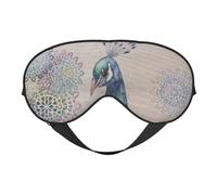 Augenmaske mit schönem Pfau, doppelseitig, weich, Verdunkelung, Entspannung, druckfrei, Nachtschlafmaske