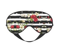 Augenmaske mit schwarz-weißen Streifen, rote Rose, weiche Verdunkelungs-Augenmaske, Reise-Augenmaske, Seitenschläfer-Augenabdeckung, Schlaf-Augenmaske für Männer und Frauen