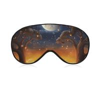 Augenmaske mit Tiermotiv, Elefant, Eule, Baum, Mond, Stern, für Damen und Herren, atmungsaktive und verstellbare Augenabdeckung, ultraweiche Schlafmaske, leichte Reise-Augenbinde für Flugzeug
