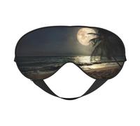 Augenmaske mit tropischem Strand, Palme mit Vollmond, Sternennacht, verstellbar, glatt, weich, Augenmaske, Schattierung, Augenbinde, Augenmaske für Ausruhen, Reisen