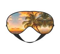 Augenmaske mit tropischem Strand, Palme, Sonnenuntergang, Schlafmaske, glatt, weich, verstellbar, Schattierung, Augenbinde, Augenmaske für Ausruhen, Reisen