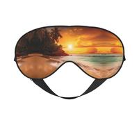 Augenmaske mit tropischem Strand-Sonnenuntergang, doppelseitig, weich, verdunkelnd, Schlafmaske