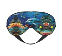 Augenmaske mit tropischen Fischen, Delfin, Koralle, Untersee, doppelseitig, weich, Verdunkelung, Augenmaske, Schlafmaske
