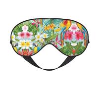 Augenmaske mit tropischen Pflanzen und Papageien, Verdunkelung, Unisex, Schlaf-Augenabdeckungen mit verstellbaren Trägern, Reise-Augenmaske