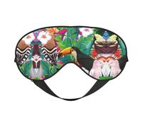 Augenmaske mit tropischen Vögeln und Pflanzenblättern, doppelseitig, weich, Verdunkelung, Entspannung, Nulldruck, Nachtschlafmaske