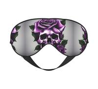 Augenmaske mit violettem Rosen-Schädel, doppelseitig, weich, Verdunkelung, Entspannung, Nulldruck, Nachtschlaf-Augenmaske