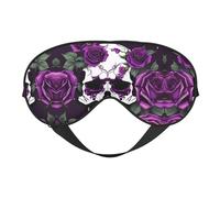 Augenmaske mit violettem Rosen-Skelett, doppelseitig, weich, Verdunkelung, Entspannung, Nulldruck, Nachtschlaf-Augenmaske