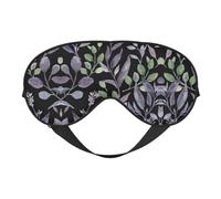 Augenmaske mit violetten, salbeigrünen Blättern, doppelseitig, weich, Verdunkelung, Entspannung, Nulldruck, Nachtschlaf-Augenmaske