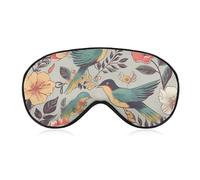 Augenmaske mit Vogel- und Blumenmuster, seitliche Schlafmaske, leichte Augenbinde, Schlafmaske, Nasenpolster und Gummiband für Kinder, Frauen und Männer
