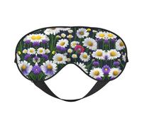 Augenmaske mit Wildblumen und Kornblumen, Gänseblümchen, doppelseitig, weich, verdunkelnd, Entspannung, Nulldruck, Nachtschlaf-Augenmaske