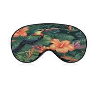 Augenmaske, Motiv: tropische Pflanzen, Vogel und Blumen, bedruckte Schlafmaske, Nachtaugenmaske, verdunkelnd, Schlafmaske, Reiseaugenmaske
