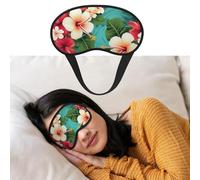 Augenmaske zum Schlafen, atmungsaktiv, lichtblockierend, hawaiianische Blumen auf grünem Hintergrund, Augenbinde, weich, bequem, Nacht-Augenschlaf für Männer und Frauen, Augenabdeckung für Nickerchen