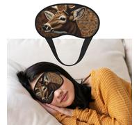 Augenmaske zum Schlafen, atmungsaktiv, lichtblockierend, Hirsch auf braunem Hintergrund, Augenbinde, weich, bequem, Nacht-Augenschlaf für Männer und Frauen, Augenabdeckung für Nickerchen zu Hause