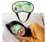 Augenmaske zum Schlafen, atmungsaktiv, lichtblockierend, Schlafmaske, Aquarell, grüne Blumen, Nacht-Augenbinde, weich, bequem, Nacht-Augenschutz, für Damen und Herren, Augenabdeckung für Nickerchen zu