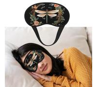 Augenmaske zum Schlafen, atmungsaktiv, lichtblockierend, Schlafmaske, Bild einer Libelle im Kranz, Augenbinde, weich, bequem, Nacht-Augen-Schlafschutz, für Männer und Frauen, Augenabdeckung für