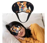 Augenmaske zum Schlafen, atmungsaktiv, lichtblockierend, Schlafmaske, Corgi-Hund auf dunklem Hintergrund, Augenbinde, weich, bequem, Nacht-Augen-Schlaf-Schattenabdeckung für Männer und Frauen