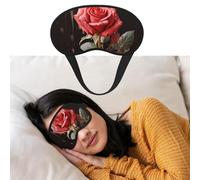 Augenmaske zum Schlafen, atmungsaktiv, lichtblockierend, Schlafmaske, rote Rosen und Liebes-Nacht-Augenbinde, weich, bequem, Nacht-Augenschlaf für Männer und Frauen, Augenabdeckung für Nickerchen zu