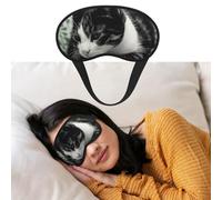 Augenmaske zum Schlafen, atmungsaktiv, lichtblockierend, Schlafmaske, Schwarz und Weiß, Katzen-Nacht-Augenbinde, weich, bequem, Nacht-Augen-Schlaf-Schattenabdeckung für Männer und Frauen