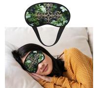 Augenmaske zum Schlafen, atmungsaktiv, lichtblockierend, Schlafmaske, schwarzes Kreuz unter grünen Blumen, Nacht-Augenbinde, weich, bequem, Nacht-Augenschlaf für Männer und Frauen, Augenabdeckung für