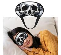 Augenmaske zum Schlafen, atmungsaktiv, lichtblockierend, Schlafmaske, Weiß und Grau, Totenkopf-Grafiken, Nacht-Augenbinde, weich, bequem, Nacht-Augen-Schlaf-Schattenabdeckung für Männer und Frauen