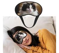 Augenmaske zum Schlafen, atmungsaktiv, lichtblockierend, Schlafmaske, weißes und schwarzes Kätzchen, sitzende Nacht, Augenbinde, weich, bequem, Nacht-Augenschutz, für Männer und Frauen, Augenabdeckung