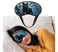 Augenmaske zum Schlafen, atmungsaktiv, lichtblockierend, schwarze Katze auf Baum, Nacht-Augenbinde, weich, bequem, Nacht-Augen-Schlaf-Schattenabdeckung für Männer und Frauen, Augenabdeckung für