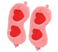 Augenmasken mit schönem Herzmuster, leicht, bequem, Nacht-Augenbinde, ohne Eisbeutel, 2 Stück (Rot / Rosa)