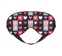 Augenmasken zum Schlafen, doppelseitig, Herz-Denim-Plaiddruck, Schlafmasken für Damen und Herren, Verdunkelung, Augenabdeckungen für Reisen/Schlafen