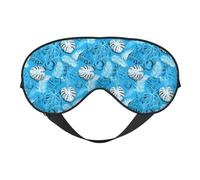 Augenmasken zum Schlafen, doppelseitig, Himmelblau, tropische Blätter, Druck, Schlafmasken für Damen und Herren, Verdunkelung, Augenabdeckungen für Reisen/Schlafen
