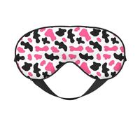 Augenmasken zum Schlafen, doppelseitig, niedlich, schwarz, rosa, Kuh-Druck, Schlafmasken für Damen und Herren, Verdunkelung, Augenabdeckungen für Reisen/Schlafen