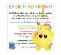 Augesak Schlüsselanhänger Schulkind, Glücksbringer Schulanfang Junge Mädchen, Endlich Schulkind Schlüsselanhänger, Geschenk Glücksbringer Schule, Einschulung Schulanfangsgeschenk (Gelb)