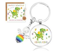 Augesak Schlüsselanhänger Schulkind Schutzengel Dino, Schlüsselanhänger Einschulung Klappkarten Geldgeschenke, Glücksbringer Einschulung Schule, Geldgeschenk Schulanfang Jungen Mädchen Schultüte