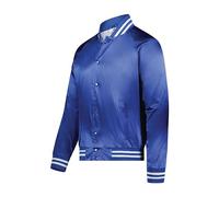 Augusta Sportswear Augusta Damen-Baseballjacke, Satin, gestreifter Rand, Damen Herren, Jacke, Augusta Satin Baseball Jacket/striped Trim, Royal/Weiß, Large