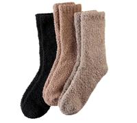 Auiremrti Dunkel Socken aus Korallenfleece,3 Paar Flauschige Damen Kuschelsocken,Warme Haussocken,Dicke Stoppersocken für Zuhause,Weihnachtsgeschenke für Frauen