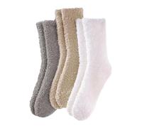 Auiremrti Socken aus Korallenfleece,3 Paar Flauschige Damen Kuschelsocken,Hellfarbige Warme Haussocken,Dicke Stoppersocken für Zuhause,Weihnachtsgeschenke für Frauen