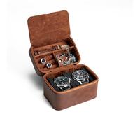 AUKURA Leder-Uhrenetui, Schmuck-Organizer für Reisen und Aufbewahrung, 2-lagiger Organizer (2 Fächer mit Zubehördeckel)